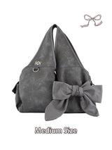 [Medium] Bow Shoulder Bag (Nubuck Grey)