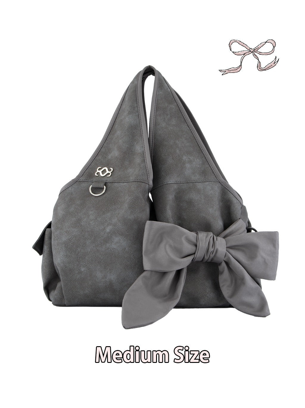 [Medium/Nubuck] Bow Shoulder Bag (Grey)