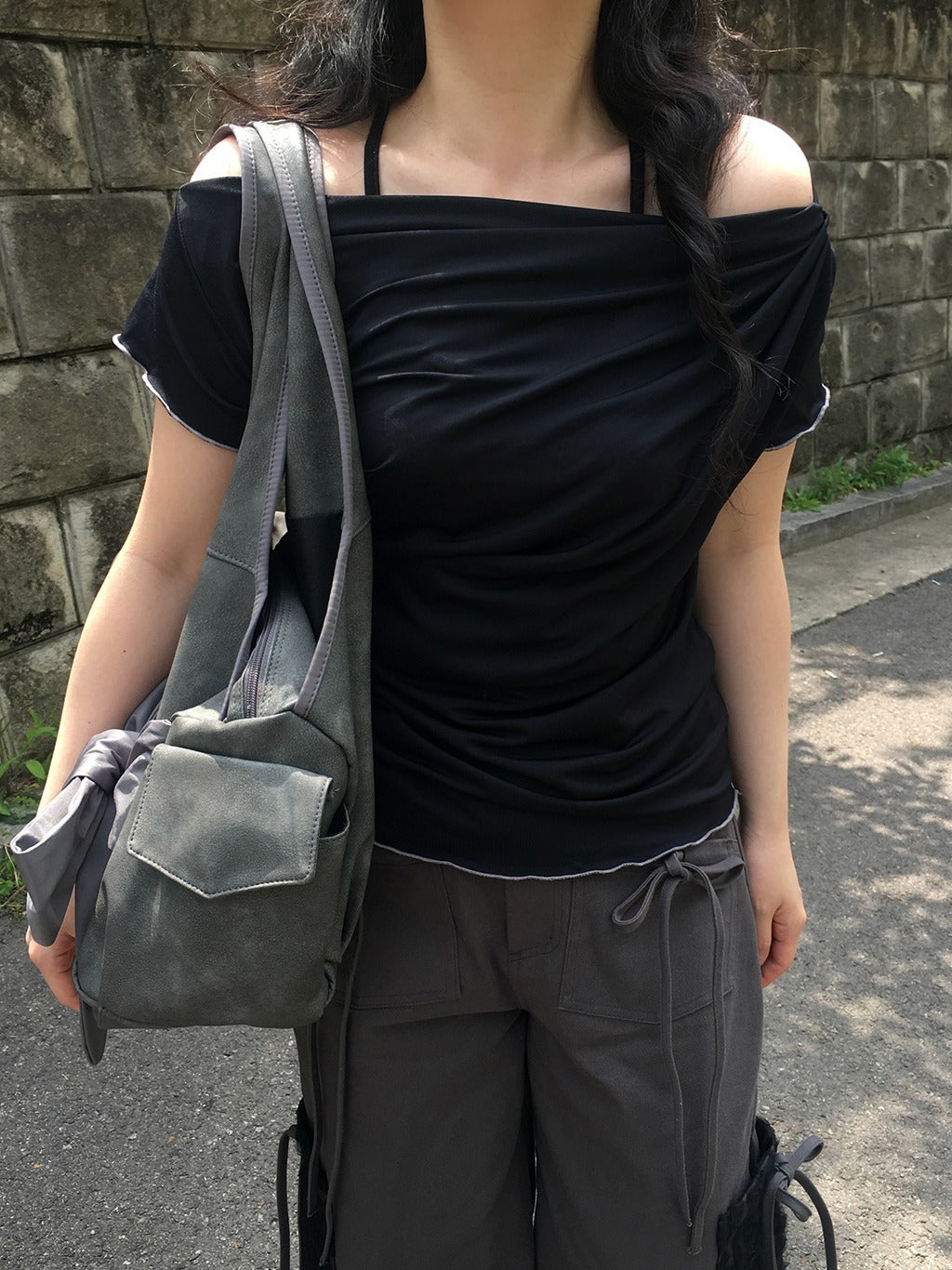 [Cool-Touch] Sheer Drape Tee (Black)