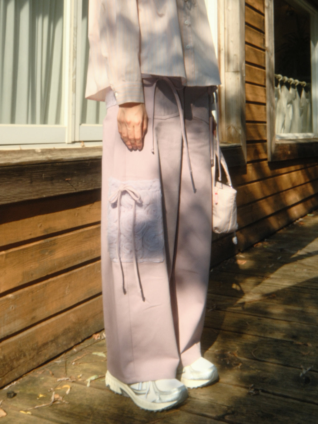Ribbon Cotton Pants (Purple)