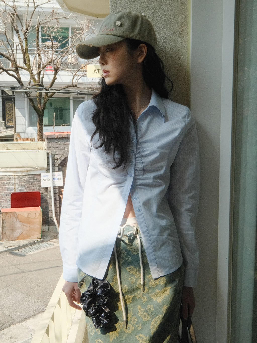 Silky Jacquard Shirt (Skyblue)