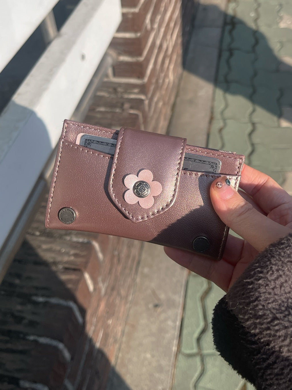 Fleur Card Wallet (Chrome Pink)