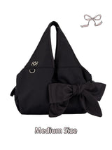 [Medium] Bow Shoulder Bag (Nylon Black)