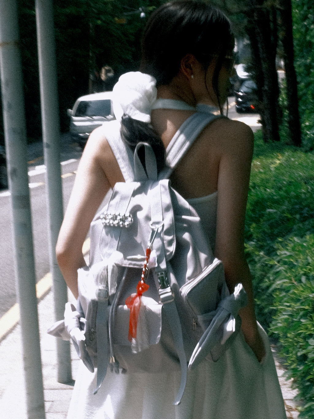 [Nylon] Bow Backpack (Lavender)