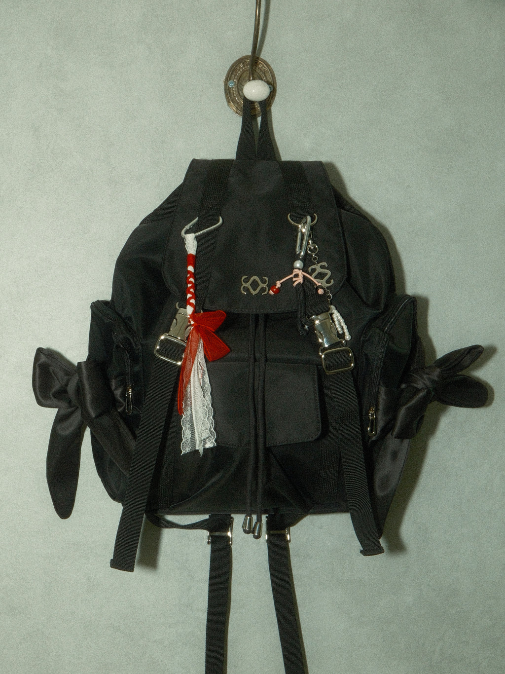 [Nylon] Bow Backpack (Black)