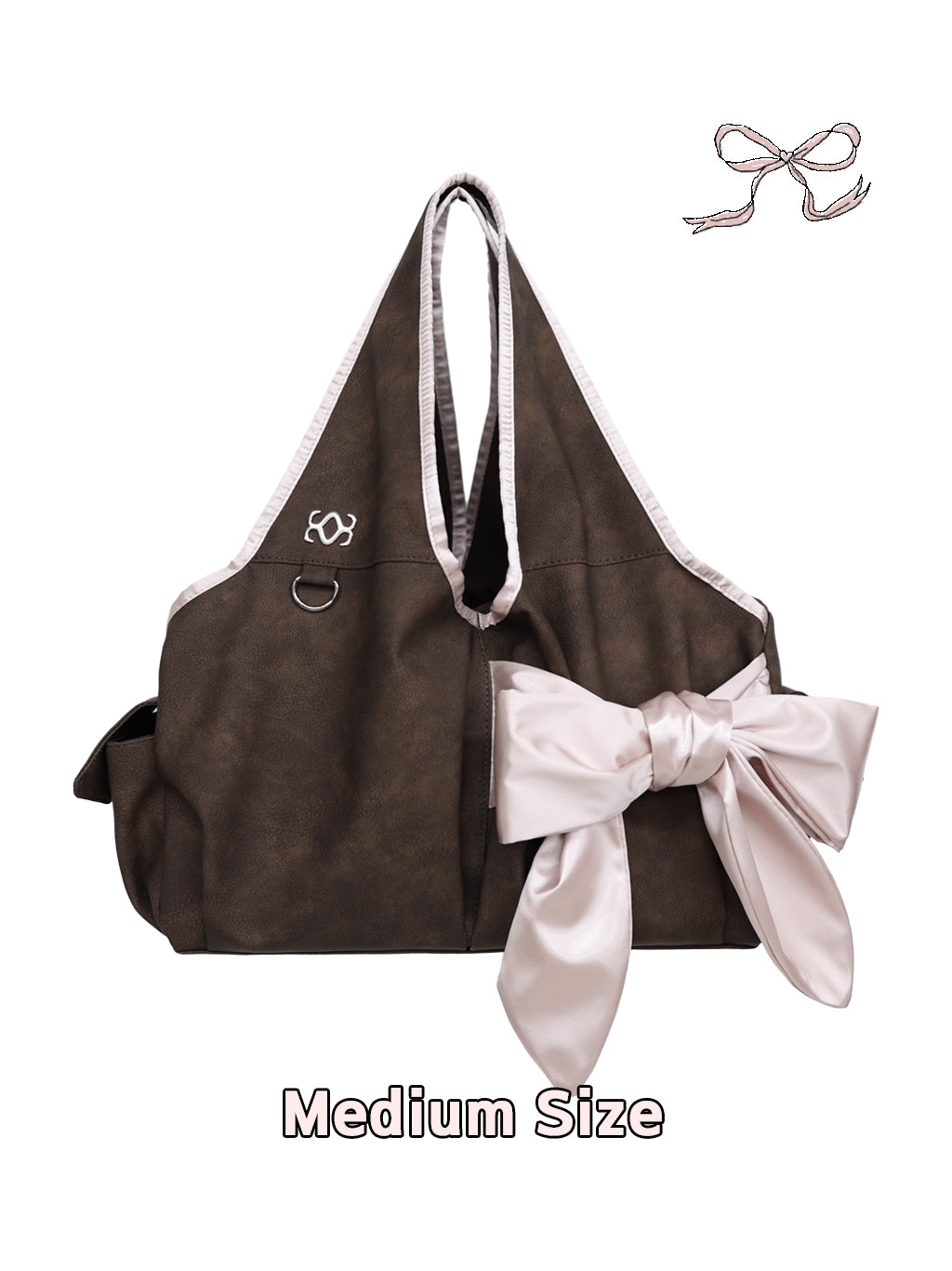 [Medium/Nubuck] Bow Shoulder Bag (Choco Pink)