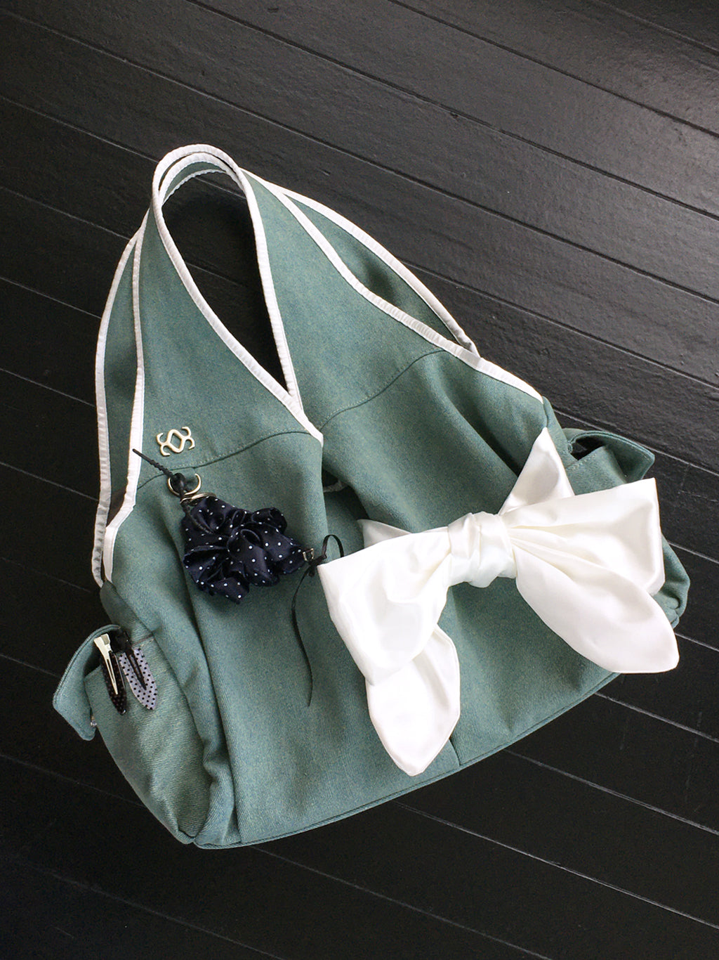 Bow Shoulder Bag (Washed Denim)