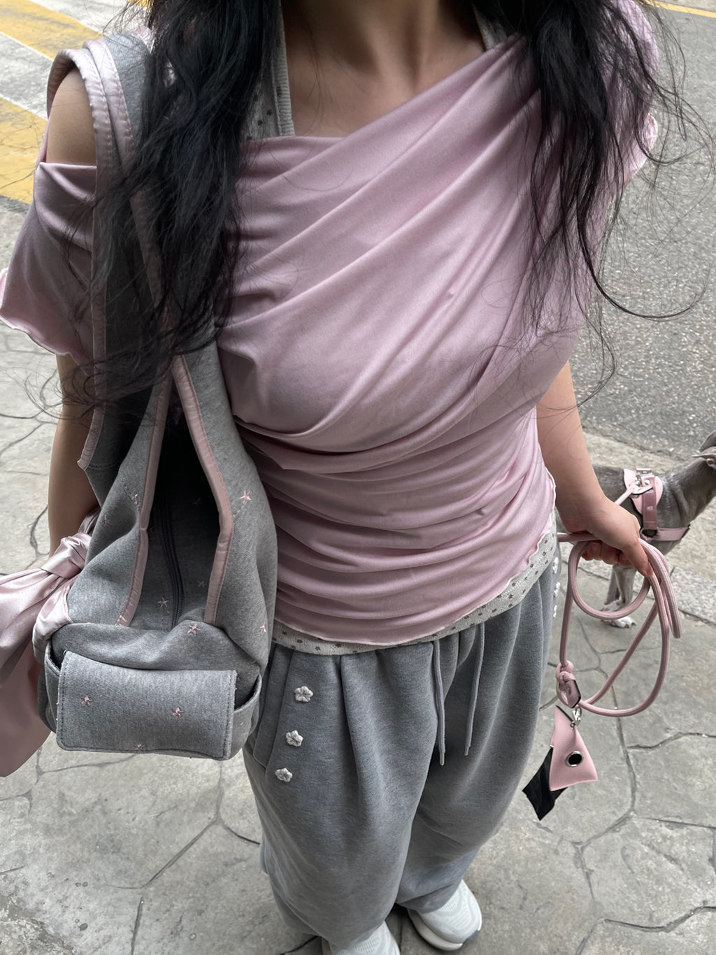 [Cool-Touch] Sheer Drape Tee (Rose Pink)