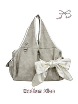 [Medium] Bow Shoulder Bag (Nubuck Cream)