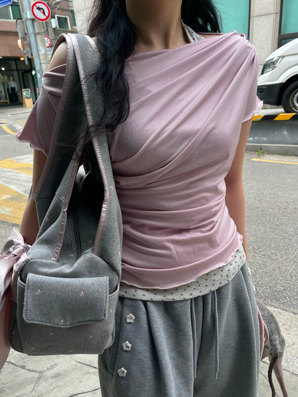 [Cool-Touch] Sheer Drape Tee (Rose Pink)