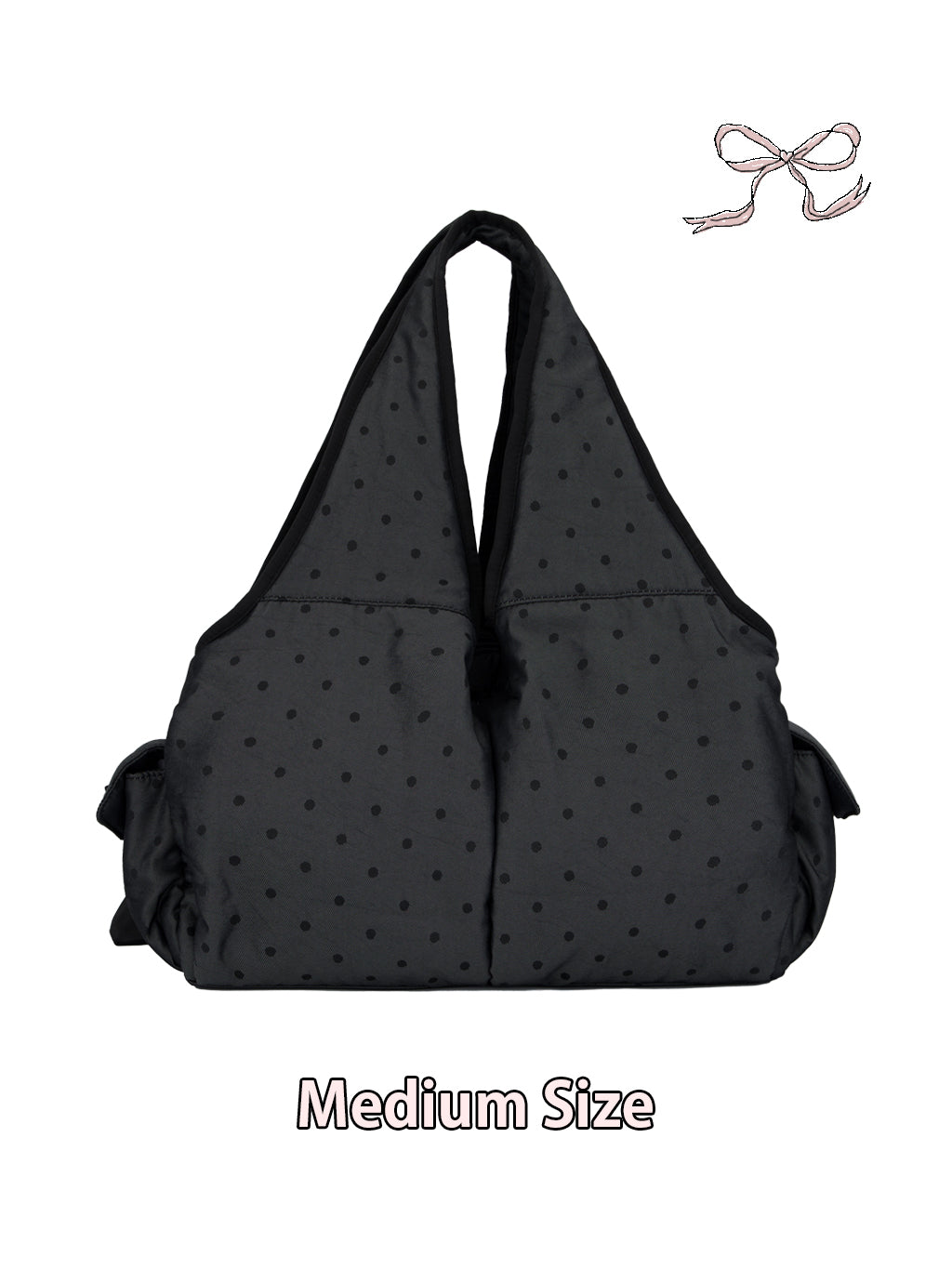 [Medium] Bow Shoulder Bag (Dot Black)