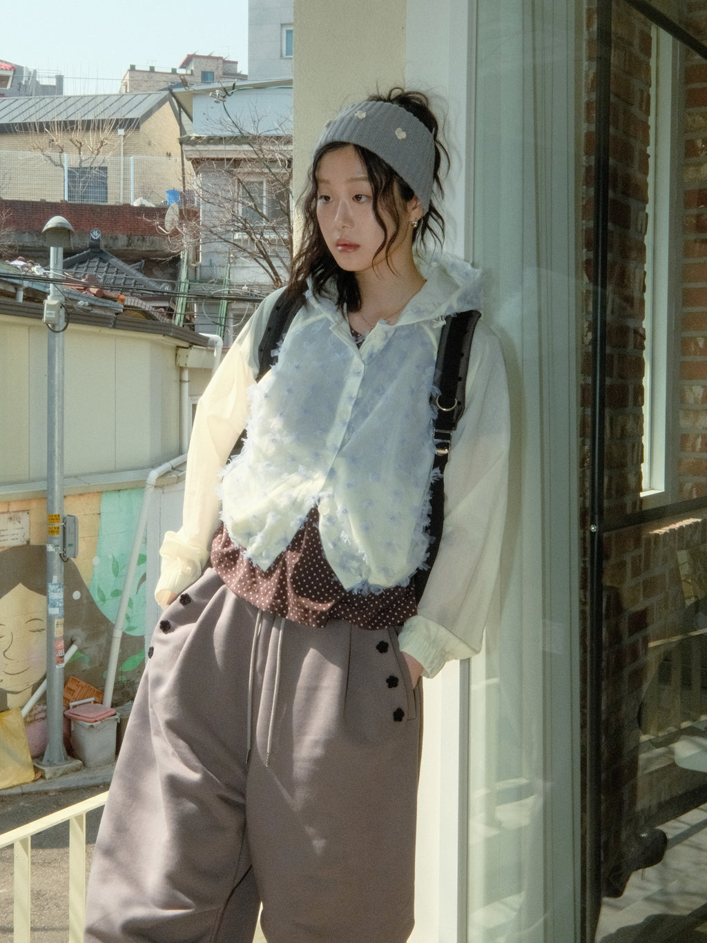 Lace Crop Hood (Butter+Violet)