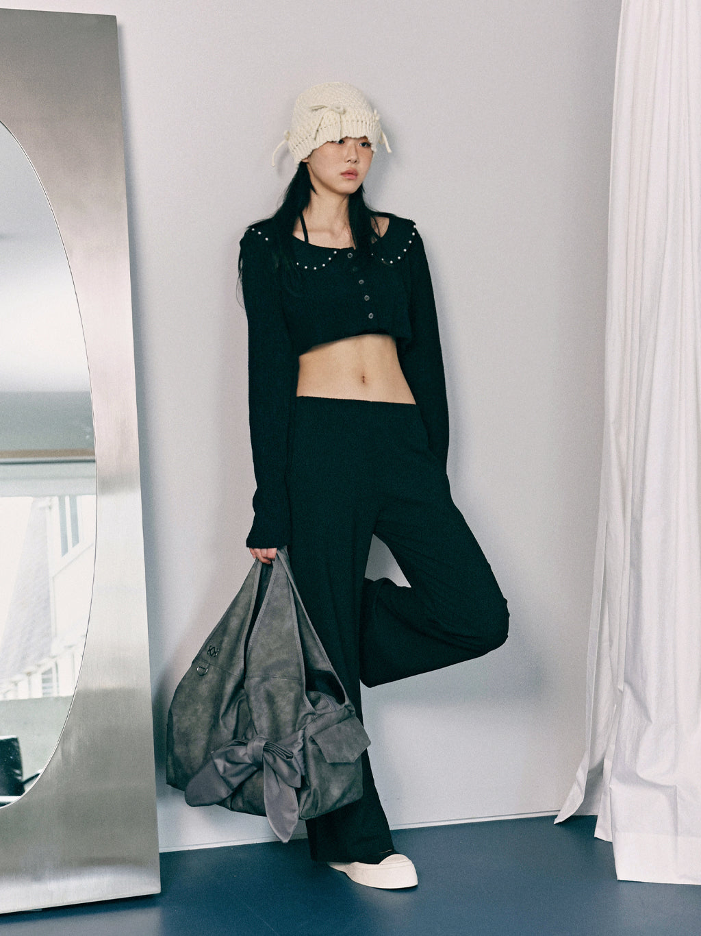 Jane Crop Cardigan (Black)